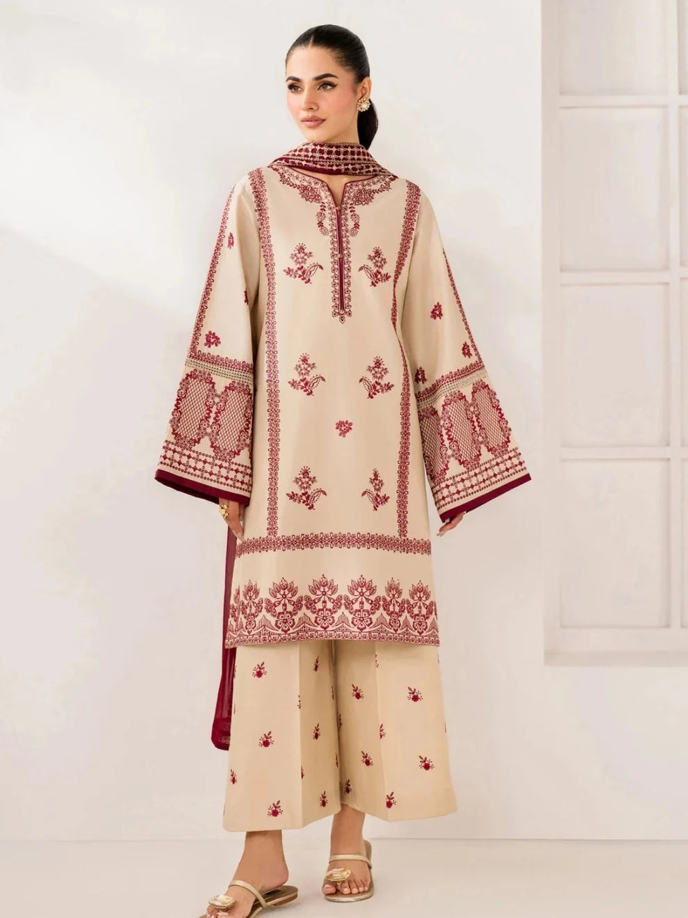 Dhanak 3pc unstitched embroidered winter collection suit