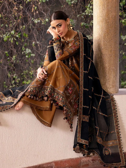 Dhanak 3pc usntitched winter collection embroidered suit