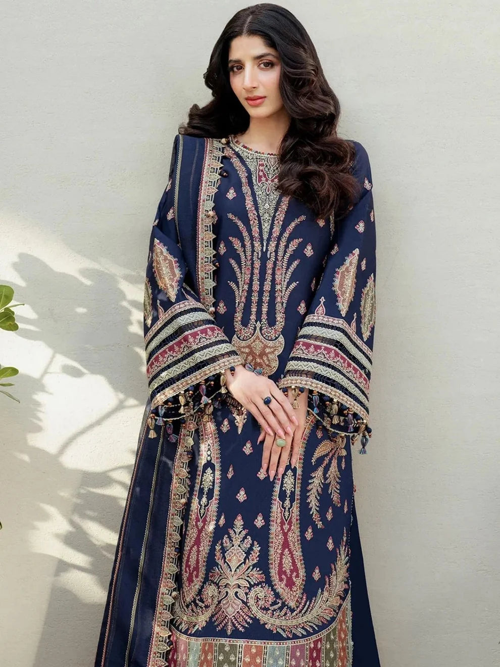 Dhanak 3pc unstitched embroidered winter collection suit