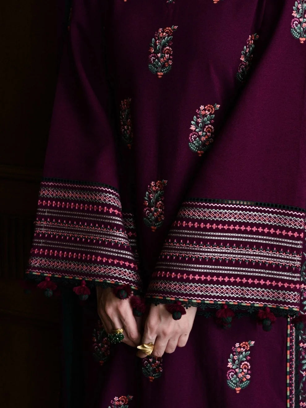Dhanak 3pc unstitched winter collection embroidered suit with ready to wear shawl