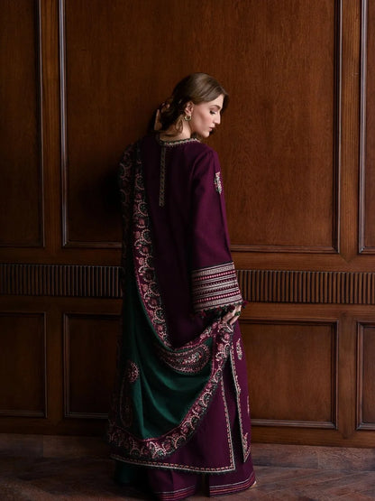 Dhanak 3pc unstitched winter collection embroidered suit with ready to wear shawl