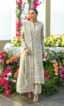 Unstitched 3 Piece Embroidered Chikn Kari RTW Embroidered SHAWL - ELARIN