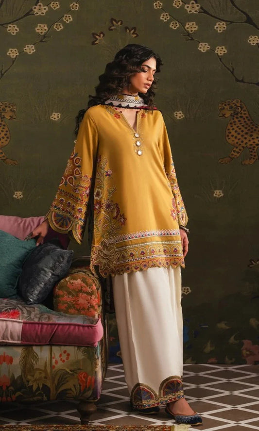 Dhanak Embroidered 3 Piece with Pathes - REHA