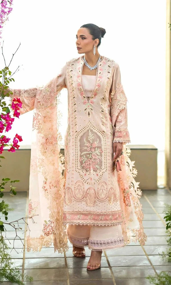 Dhanak Embroidered 3 Piece with Pathes RTW Shawal - BLENCHE