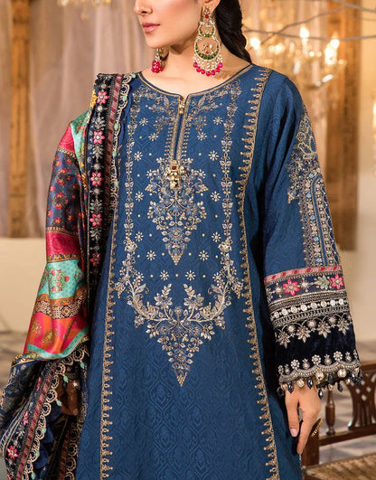 Most Hit Heavy Embroidered Chiffon Wedding Dress with Jamawar Trouser