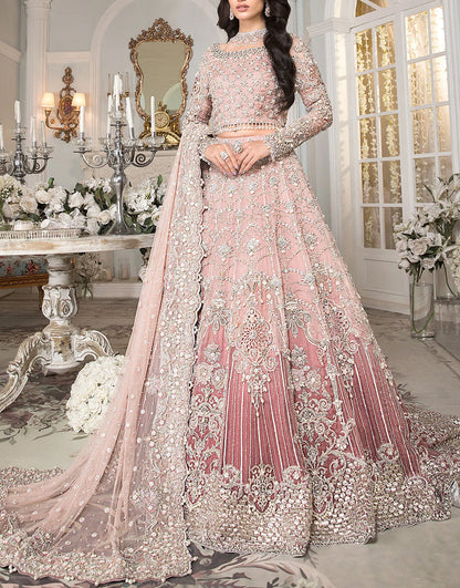 Fabulous Handwork with Heavy Embroidery Net Bridal Maxi Dress