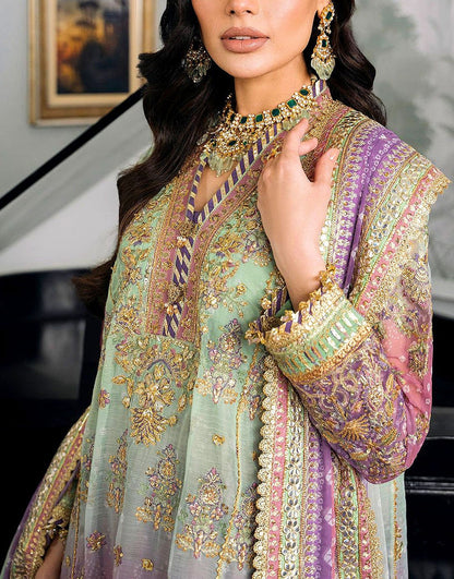 Premium Multicolor Ombre Chiffon Wedding Dress with Rich Handwork & Heavy Embroidery