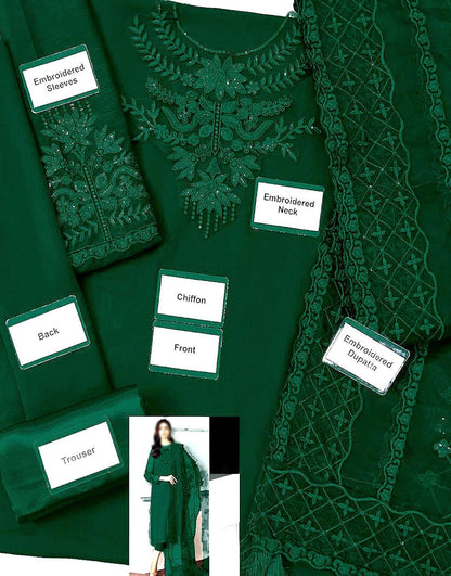 Simple Embroidered Chiffon Dress – Ideal for Wedding, Formal & Party Wear