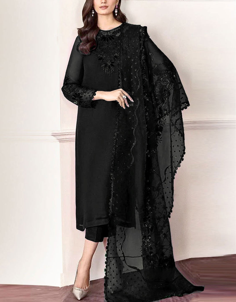 Simple Embroidered Chiffon Dress – Ideal for Wedding, Formal & Party Wear