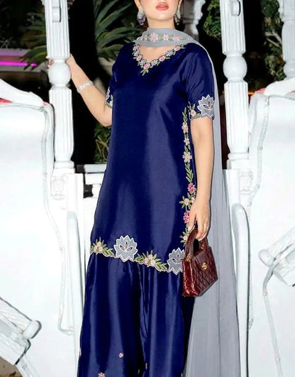 Elegant Fancy Embroidered Silk Party Dress for Women – Stylish Formal Design